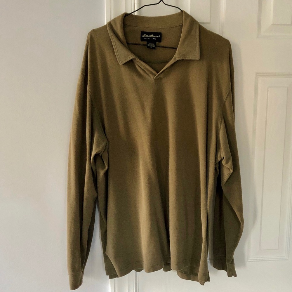 Eddie Bauer Long Sleeve Cotton Polo Shirt
